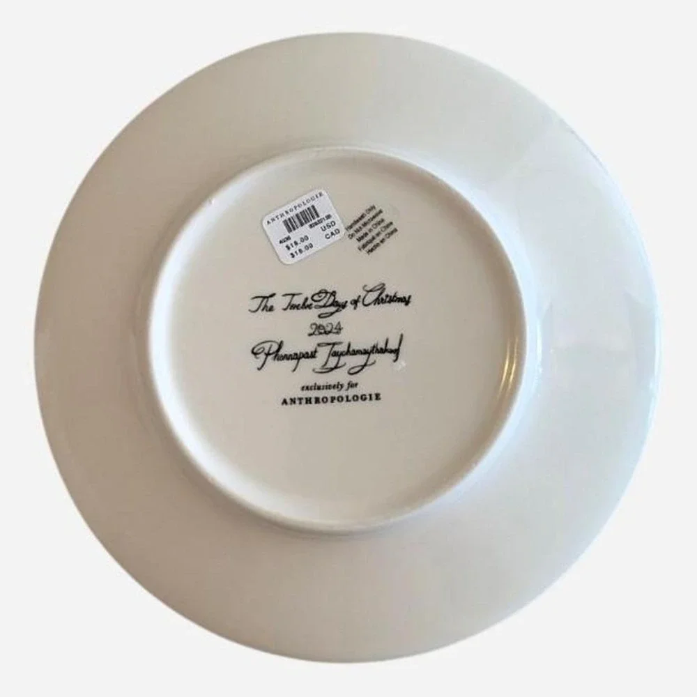 Anthropologie Phannapast Twelve Days Christmas Plate Partridge Pear Tree